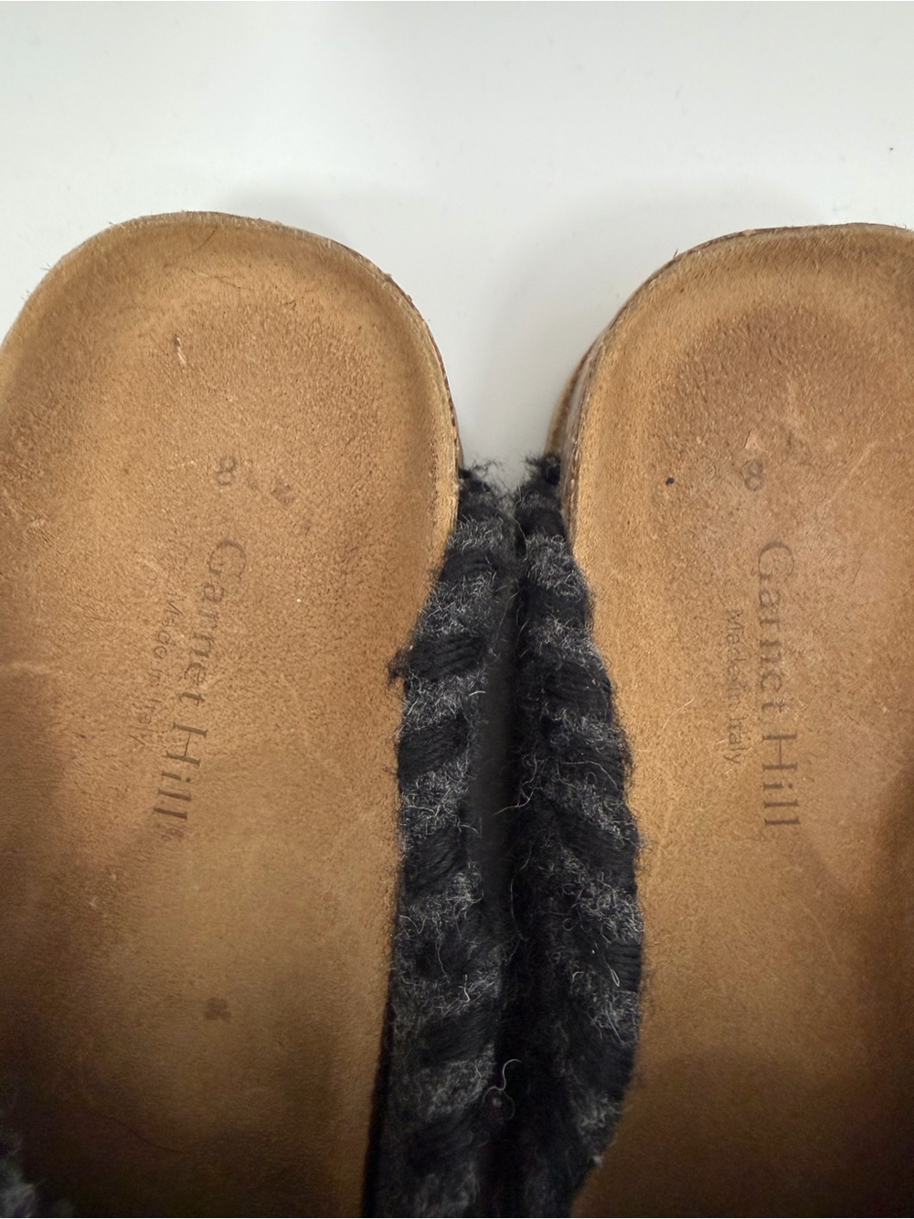 Garnet Hill Gray Wool Slip On Mules - Picture 3 of 5